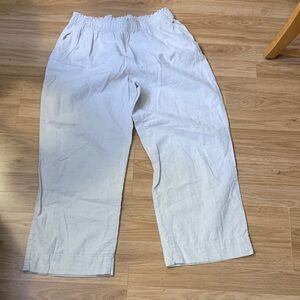 H&M cream Cropped Linen Blend Pants